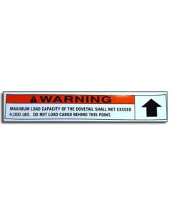 Decal Warning Dovetail Load Limit